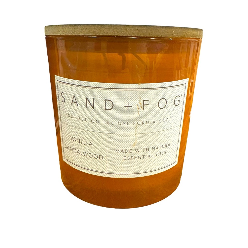 Sand + Fog Vanilla Sandalwood Candle With United We Stand Wooden Lid 11.5 Oz